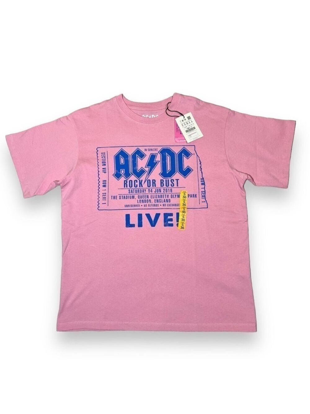 Pull & Bear Men’s AC/DC Short Sleeve Tee Pink Size Small